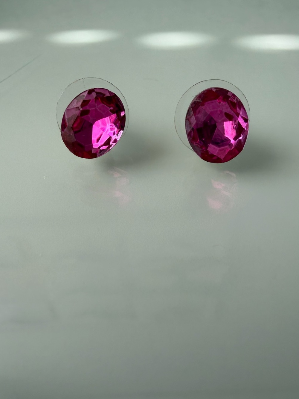 Pink Crystal Stud Earrings - Unbranded
